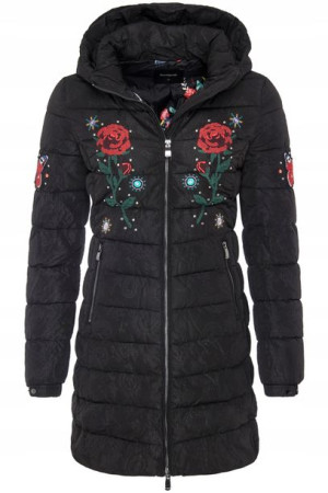 DESIGUAL granatowa pikowana kurtka z haftami 40