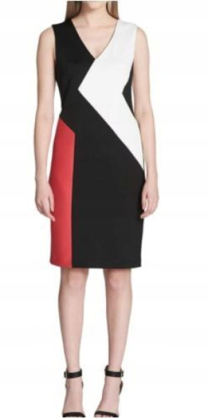 3-kolorowa sukienka mini Calvin Klein, S