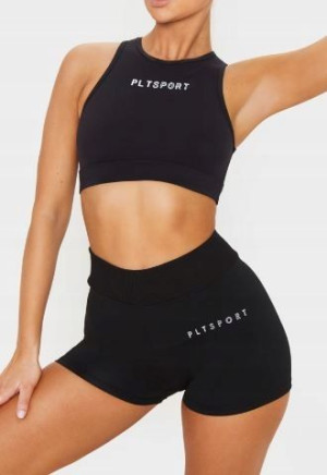 PrettyLittleThing czarne sportowe szorty 36