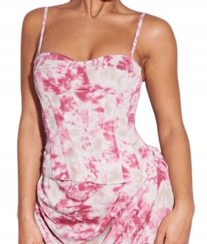 PrettyLittleThing różowy gorsetowy top tie dye 36