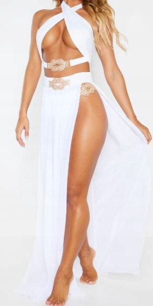 PRETTYLITTLETHING biała spódnica plażowa 38