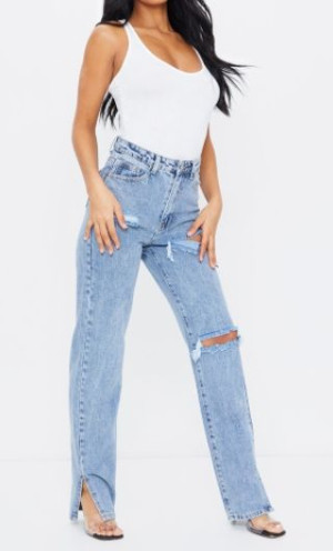 PRETTY LITTLE THING niebieskie spodnie jeansy_34