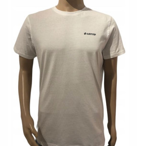 Bawełniany biały męski t-shirt Lotto logo L
