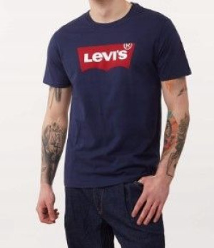 Bawełniany t-shirt męski LEVI'S granatowy XL