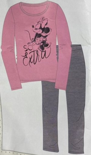 Minnie Mouse komplet piżamy bawełna róż szary L