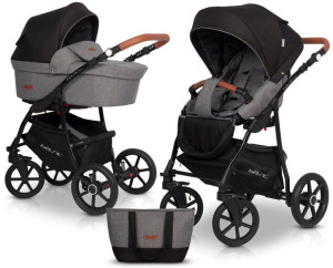 POLSKI WÓZEK 2w1 GONDOLA SPACERÓWKA Riko Basic Plus Anthracite