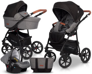POLSKI WÓZEK 3w1 GONDOLA SPACERÓWKA FOTELIK Riko Basic Plus Anthracite