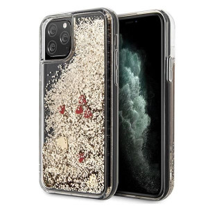 Guess GUHCN58GLHREGO iPhone 11 Pro gold/złoty hard case Liquid Glitter Hear