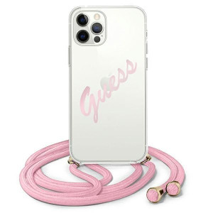 Guess GUHCP12MCRTVSPI iPhone 12/12 Pro 6,1" różowy/pink hardcase Script Vin
