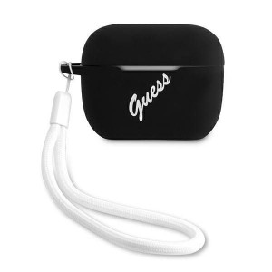 Guess GUACAPLSVSBW AirPods Pro cover czarno biały/black white Silicone Vint