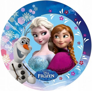 Opłatek Na Tort Kraina Lodu Okrągły 20 Cm Gruby!