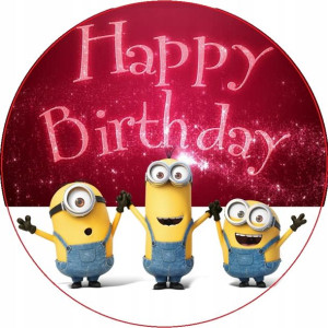 Opłatek Na Tort Minionki Gruby Okrągły 20cm