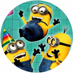 Opłatek Na Tort Minionki Gruby Okrągły 20cm