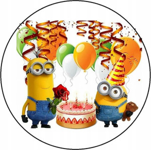 Opłatek Na Tort Minionki Gruby Okrągły 20cm