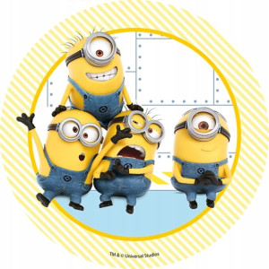Opłatek Na Tort Minionki Gruby Okrągły 20cm