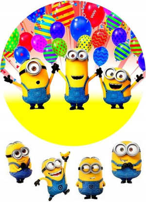 Opłatek Na Tort Minionki Okrągły 20cm Gruby!