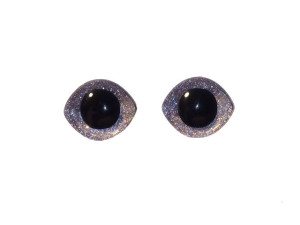 Oczy Do Maskotek Brokat Owalne 23x28mm Srebrne