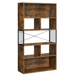 Regał Do Pokoju Stojący Rustykalny 80x30x150 Cm Ciemny Brąz Czarny Mat