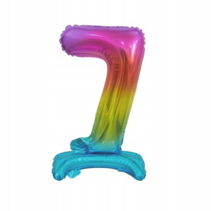 Balon Foliowy Stojący Cyfra Tęczowa '7'-38 Cm