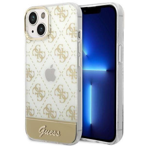 Oryginalne Etui IPHONE 14 Guess Hardcase 4G Pattern Script złote
