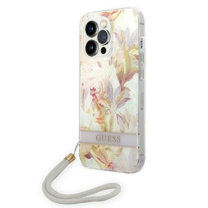 Oryginalne Etui IPHONE 14 PRO MAX Guess Hardcase Flower Strap (GUOHCP14XHFL