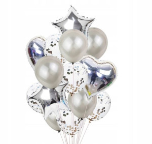 Balony Bukiet Balonowy Srebrny 14 sztuk-Zestaw