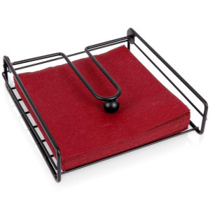 Serwetnik / stojak na serwetki z dociskiem metalowy czarny 19x19 cm