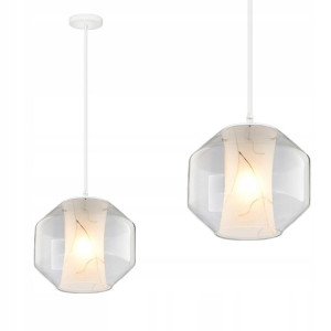 Lampa Sufitowa Wisząca Kula Szklana Marble Biała