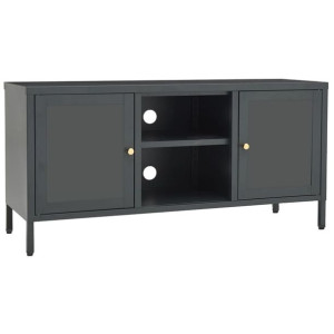 Szafka pod telewizor, antracytowa, 105x35x52 cm, stal i szkło