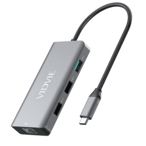 Adapter HUB 1xUSB 3.0+2xUSB 2.0+1xHDMI+1xRJ45+1xPD+Type C szary