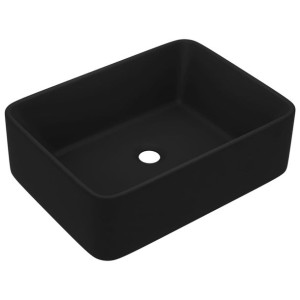 Ceramiczna Umywalka Prostokątna Nablatowa Matowa Czarna 41x30x12 Cm