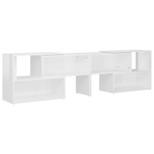 Szafka pod TV, biała, wysoki połysk, 149x30x52 cm