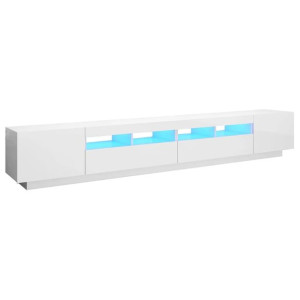 Szafka TV z oświetleniem LED, biała z połyskiem, 260x35x40 cm