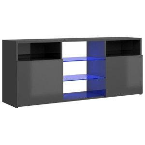 Szafka TV z oświetleniem LED, szara, połysk, 120x30x50 cm
