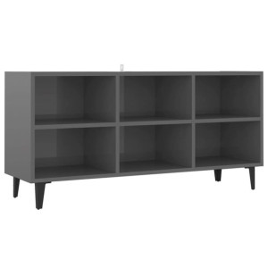 Szafka TV, metalowe nóżki, szara, połysk, 103,5x30x50 cm