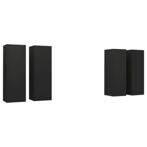 Szafki TV, 4 szt., czarne, 30,5x30x90 cm, płyta wiórowa