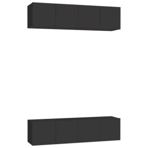 Szafki TV, 4 szt., czarne, 60x30x30 cm, płyta wiórowa