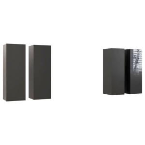 Szafki TV, 4 szt., wysoki połysk, szare, 30,5x30x90 cm, płyta