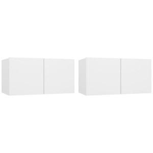 Szafki wiszące pod TV 2 szt., białe, 60x30x30 cm
