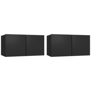 Szafki wiszące pod TV 2 szt., czarne, 60x30x30 cm