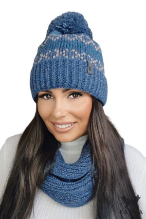 CZAPKA DAMSKA - jakościowa przędza - kolor jeans - MARGHERITA