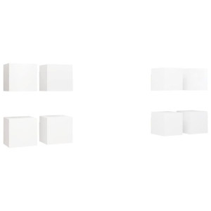 Wiszące szafki TV, 8 szt., białe, 30,5 x 30 x 30 cm
