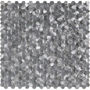 Mozaiki szare metalizowane szczotkowane aluminiowe Gravity aluminium 3D hex