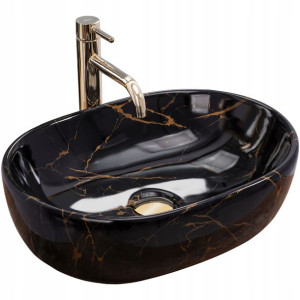 Umywalka Ceramiczna Nablatowa Amelia Black Marble
