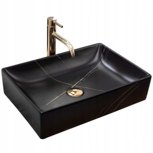 Umywalka Nablatowa Inga Black Marble Mat Rea