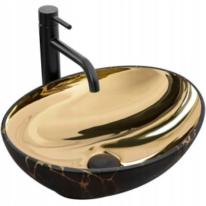 Umywalka Nablatowa Sofia In Gold Marble Black Mat