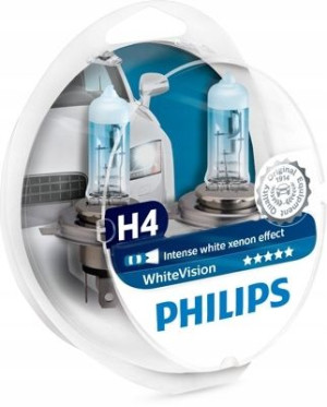 Żarówka H4 White Vision Zestaw 2xH4 +2xW5W Philips