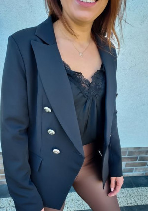 Marynarka Taliowana Melody Czarny Rozmiar 38