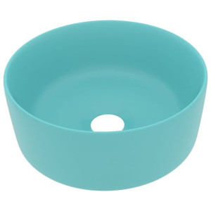 Okrągła Ceramiczna Umywalka Nablatowa Matowa Zielona 40 X 15 Cm