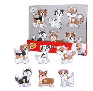 PUZZLE Układanka drewniana PIESKI  UCHWYTY